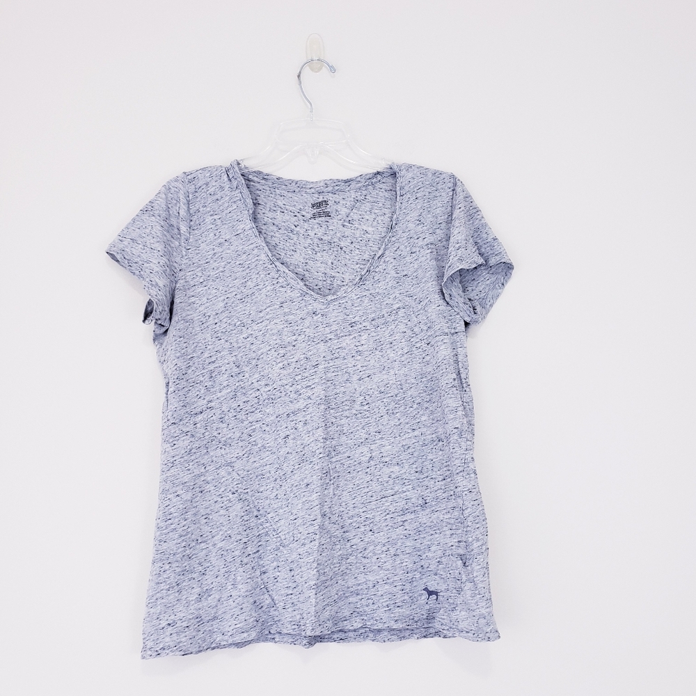 PINK Victoria's Secret Gray Heather V Neck Tee T-Shirt Size Medium